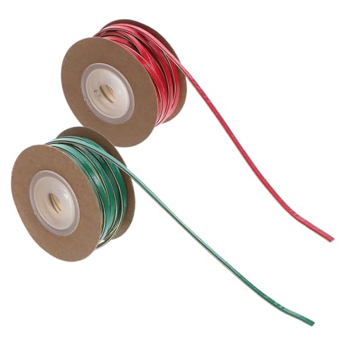 HIAKDOFT 2 Rollen PU Kunstlederband Lang Weiches Hautfreundliches Geschenkband für Geschenkverpackungen DIY-haaraccessoires Bastelprojekte und Partydekorationen in Rot und Grün von HIAKDOFT