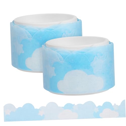 HIAKDOFT 2 Rollen Washi Tape Dekoratives Klebeband Blaues Wolkenmuster Scrapbook DIY Zubehör Geschenkverpackung Masking Tape Basteln Journal Verzierung von HIAKDOFT