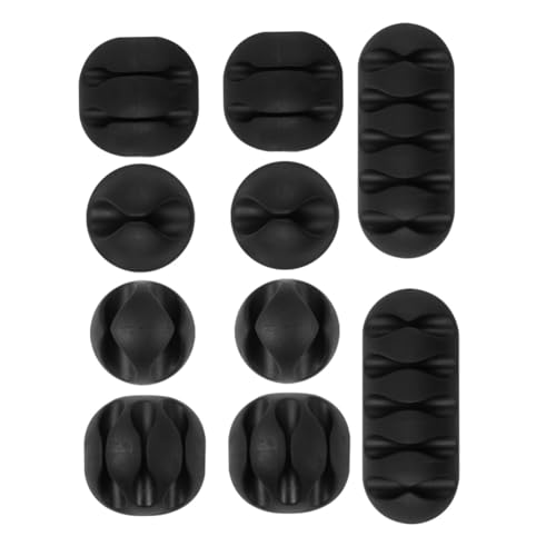 HIAKDOFT 2 Satz Kabelclip Organizer Tpr mit Klebefläche Flexibler Desktop Kabelhalter mit Design Vielseitiger Kabel Drahtbefestiger für Schreibtisch PC und Zubehörmanagement Schwarz von HIAKDOFT