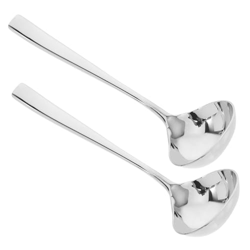 HIAKDOFT 2 Stück Edelstahl Saucenkelle Teilig Ergonomischer Griff Ausgießer Soßenlöffel Servierkelle Küchenutensil für Kochen und Servieren von Sauce und Bratensoße von HIAKDOFT