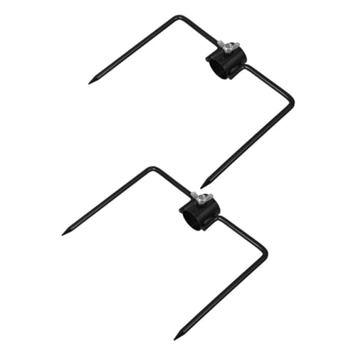 HIAKDOFT 2 Stück Eisen Erdspieß Bodenanker für Garten Robuster Stabhalter für Stangen Multifunktionaler Metall Erdspieß mit Schäferhaken für Sonnenschirme Lampen Außendekoration von HIAKDOFT