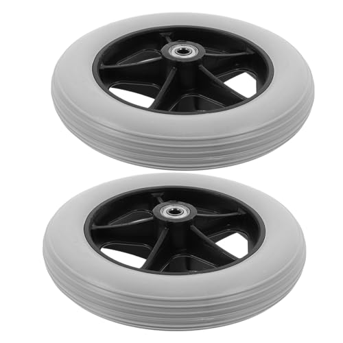 HIAKDOFT 2 Stück Ersatz Vorderräder für und Trolley Robuste Vollgummi lenkrollen Einfache Installation Graue Räder Geeignet für Rollstuhlscooter und Einkaufswagen von HIAKDOFT