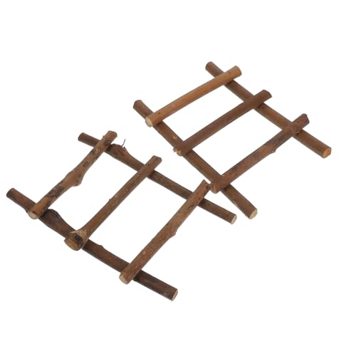 HIAKDOFT 2 Stück Mikro-landschaftsleiter Landschaftsleiterstütze Mini-gartenleiter Miniatur-hausleiter Miniaturleiter Für Puppenhaus Mini-leiterstütze Mini-trittleiter Coffee Rattan von HIAKDOFT