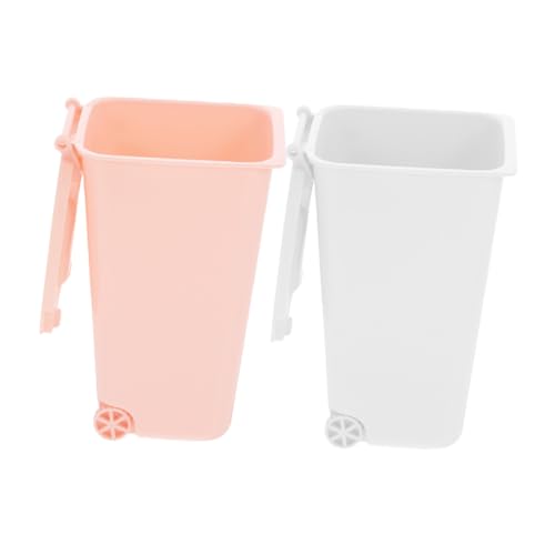 HIAKDOFT 2 Stück Mini Desktop Mülleimer mit Deckel Kleiner Schreibtisch Organizer und Stiftehalter Stabiler Vielseitig für Müll und Bürobedarf Platzsparend in Weiß und Rosa für Büro und HIAKDOFT 2 Stück Mini Desktop Mülleimer mit Deckel Kleiner Schreibtisch Organizer und Stiftehalter Stabiler Vielseitig für Müll und Bürobedarf Platzsparend in Weiß und Rosa für Büro und von HIAKDOFT