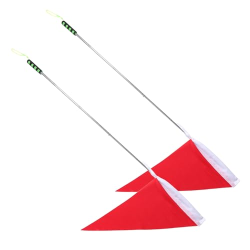 HIAKDOFT 2 Stück Reiseleiterflagge Pferdetrainingsausrüstung Teleskop Fahnenmasten Pferdeflagge Reiseleiterstange Teleskop Fahnenmast Training Sportflaggen Handflaggen Rot von HIAKDOFT