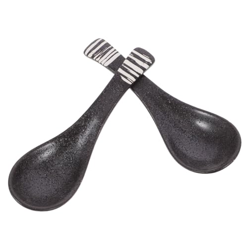 HIAKDOFT 2 Stück Retro Keramik Suppenlöffel Asiatischer Löffel Küchenbesteck Elegantes Porzellan Multifunktional für Suppe Ramen und Dekoration von HIAKDOFT