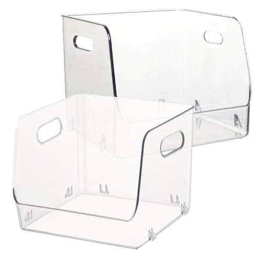 HIAKDOFT 2 Stück Transparente Aufbewahrungsbox aus Langlebigem Pet Stapelbar und Tragbar Multifunktionaler Desktop Organizer für Schmuck Kosmetik und Kleinteile Praktische Tisch von HIAKDOFT