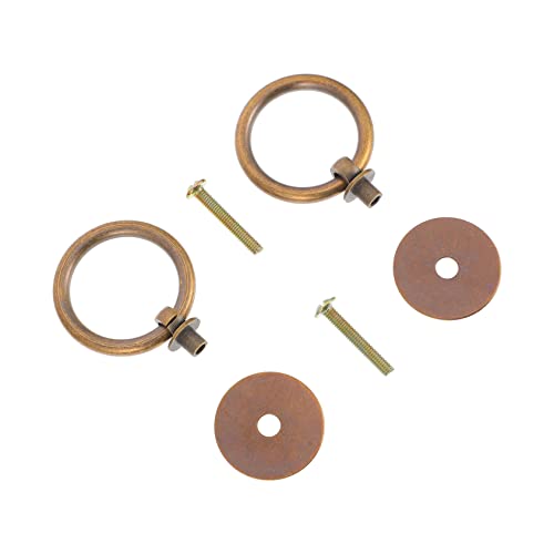 HIAKDOFT 2 Stück Vintage Messing Schrankgriff Ringform Retro Möbelgriff für Kommoden und Kleiderschränke Robuste Metallgriffe mit Einfacher Montage von HIAKDOFT
