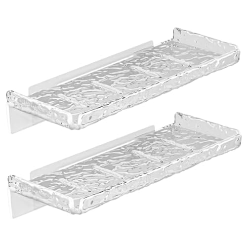 HIAKDOFT 2 Stück Wandmontage Badezimmer Regal ohne Bohren Transparenter Bad Organizer mit Tragkraft Aufbewahrungsregal für Waschbecken und Wc Platzsparend und von HIAKDOFT