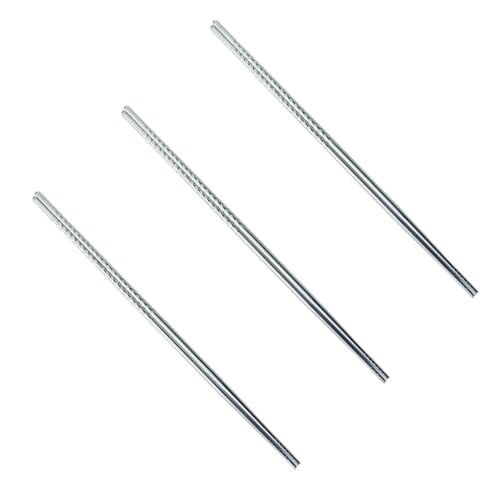 HIAKDOFT 3 Paare Stäbchen Extra Hitzebeständig mit Rutschfestem Ring Design für Hot Pot Frittieren und Kochen Rostfrei Spülmaschinengeeignet von HIAKDOFT