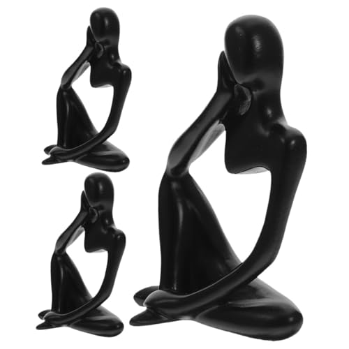HIAKDOFT 3 Stück Moderne Abstrakte Figurine Set aus Resin Minimalistische Skulptur für Büro Wohnzimmer Bücherregal Künstlerische Dekoration für Regal und Schreibtisch von HIAKDOFT
