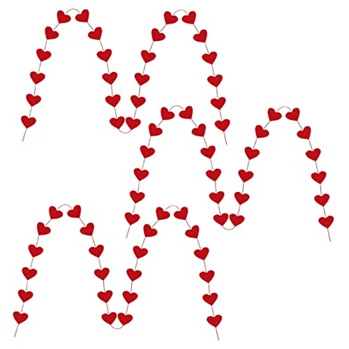HIAKDOFT 3 Stück Rote Filz Herz Girlande Teilig Valentinstag Herzbanner DIY Herzform zum Ausschneiden Girlande für Partydekoration Fenster Wand Decke von HIAKDOFT