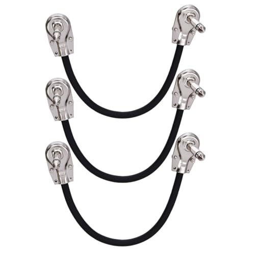 HIAKDOFT 3 Stück Teiliges Gitarren Effektkabel Silberbeschichtete Flachstecker Patchkabel Gitarre Effektpedale Flexibles Leichtes Zubehör für Bühne und Straßenauftritte von HIAKDOFT