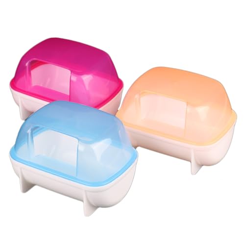 HIAKDOFT 3 Stück Teiliges Hamster Sandbad aus Langlebigem Kunststoff Großer Transparenter Sandkasten für Hamster Mäuse und Kleine Nagetiere Einfach zu Reinigen und Modisch Zufällige Farbe von HIAKDOFT