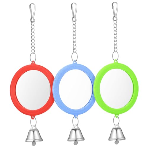 HIAKDOFT 3 Stück Teiliges Rund mit Glocke Doppelseitiger Spiegel Interaktives Vogelspielzeug für Papageien Nymphensittiche Wellensittiche Kanarienvögel Leichter Käfigzubehör mit HIAKDOFT 3 Stück Teiliges Rund mit Glocke Doppelseitiger Spiegel Interaktives Vogelspielzeug für Papageien Nymphensittiche Wellensittiche Kanarienvögel Leichter Käfigzubehör mit von HIAKDOFT