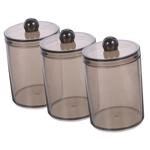 HIAKDOFT 3 Stück Teiliges Schwarzer Transparenter Wattepads und Wattestäbchenhalter mit Deckel Aufbewahrungsbox für Badezimmer Organisation Vielseitiger Organizer für Kleine Gegenstände von HIAKDOFT