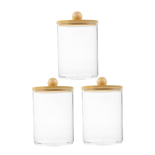 HIAKDOFT 3 Stück Transparenter Wattepads Wattestäbchenhalter mit Rundem Bambusdeckel Kompakter Kosmetik Organizer Stabiler Baumwollpadspender für Badezimmer und Schminktisch HIAKDOFT 3 Stück Transparenter Wattepads Wattestäbchenhalter mit Rundem Bambusdeckel Kompakter Kosmetik Organizer Stabiler Baumwollpadspender für Badezimmer und Schminktisch von HIAKDOFT