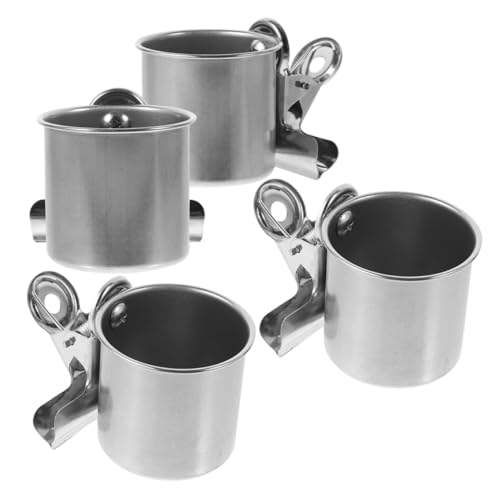 HIAKDOFT 4 Stück Edelstahl Futter und Wassernapf für Papageien Teiliges mit Stabilem Befestigungsclip für Vogelkäfig Robust Vielseitig für Futter und Wasseraufnahme Passend für Kleine von HIAKDOFT