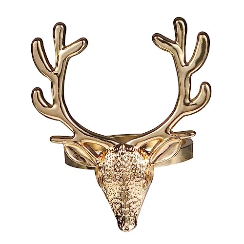 HIAKDOFT 4 Stück Goldfarbene Serviettenringe Weihnachtsdeko Stabile Napkin Buckles für Festliche Tischdekoration bei Dinner Hochzeit Party von HIAKDOFT