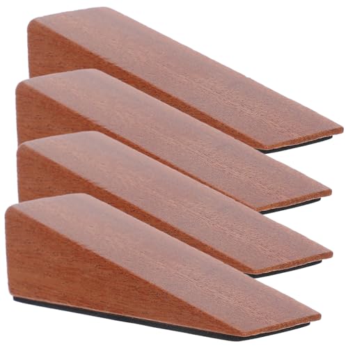 HIAKDOFT 4 Stück Holz Türkeile Dreieck Türstopper Antirutsch für Teppich Fliesen Einfache Montage ohne Bohren Sicheres Türkeilset für Haushalt und Bürozimmer von HIAKDOFT