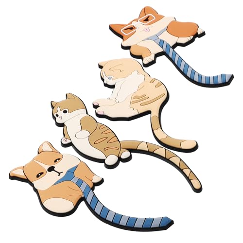 HIAKDOFT 4 Stück Magnetische Tierhaken Kühlschrankdeko Biegsam Starke Haftkraft für Haushalt Büro Kleinteile Aufhängen Katzen Hunde Design von HIAKDOFT