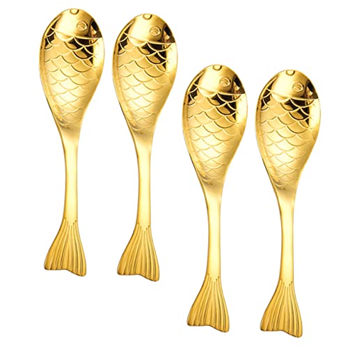 HIAKDOFT 4 Stück Teiliges Fischförmige Metallsuppenlöffel für Mittlere Goldfarben Spülmaschinenfest Glatte Oberfläche Praktisches Besteck für Reis und Porridge HIAKDOFT 4 Stück Teiliges Fischförmige Metallsuppenlöffel für Mittlere Goldfarben Spülmaschinenfest Glatte Oberfläche Praktisches Besteck für Reis und Porridge von HIAKDOFT