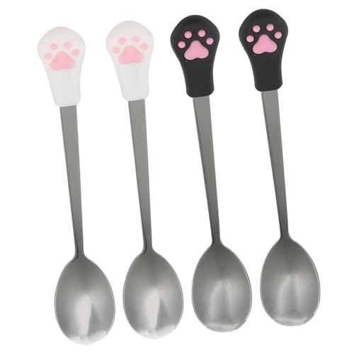 HIAKDOFT 4 Stück Teiliges Hund Katzen Futternapf Löffel aus und Hitzebeständig Spülmaschinenfest mit Krallen Design für Nassfutter Dosen und Futteraufbewahrung von HIAKDOFT