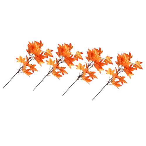 HIAKDOFT 4 Stück Teiliges Künstliche Ahornblätter Dekor Realistische Kunststoffblätter für Herbst Deko Herbstliche Zweige für Tisch und Wohnraumgestaltung Natürliche Optik Langlebig und von HIAKDOFT