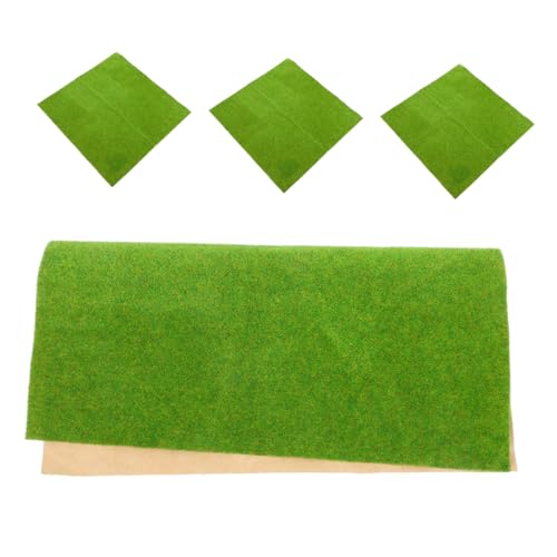 HIAKDOFT 4 Stück Teiliges Künstliche Grasmatten Realistisch Wirkender Sandtisch Rasenteppich für Modellbau und DIY Handwerk Flexible Miniatur Deko für Gartenlandschaften und Puppenhäuser von HIAKDOFT