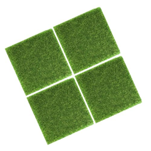 HIAKDOFT 4 Stück Teiliges Kunstrasen Langlebige Künstliche Grasmatte für Sandtisch DIY Dekoration Realistische Moosrasenbasis für Modelllandschaften Indoor und Outdoor Geeignet von HIAKDOFT