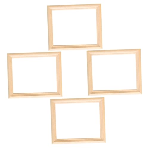 HIAKDOFT 4 Stück Teiliges Mini Bilderrahmen Natürliche Filigrane Miniatur Fotorahmen für Puppenhaus Dekoration Unbemalt Langlebig Geeignet als Puppenhaus Zubehör und Wohnraumdeko von HIAKDOFT