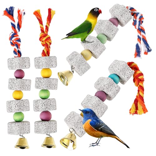HIAKDOFT 4 Stück Teiliges Papagei Kauspielzeug mit Glocken und Bunten Perlen Natürlicher Beak Schleifstein für Kleine und Mittelgroße Vögel zum Schnabelpflege und Beschäftigung im Käfig HIAKDOFT 4 Stück Teiliges Papagei Kauspielzeug mit Glocken und Bunten Perlen Natürlicher Beak Schleifstein für Kleine und Mittelgroße Vögel zum Schnabelpflege und Beschäftigung im Käfig von HIAKDOFT