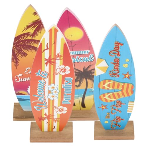 HIAKDOFT 4 Stück Teiliges Surfboard Holz Sommer Tischornamente für Strand Bar und Zuhause Surfbrett Modelle als Kreative Tischdekoration und Geschenkideen von HIAKDOFT
