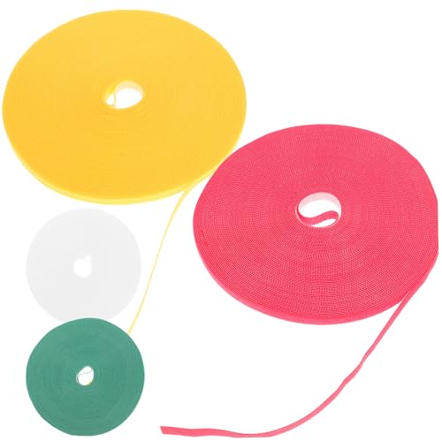 HIAKDOFT 4 Stück Wiederverwendbare Selbstklebende Kabelbinder Nylon Kabelorganizer mit Haken Schlaufenverschluss Farbige Klettkabelbinder für Schreibtisch und Datenkabelmanagement von HIAKDOFT