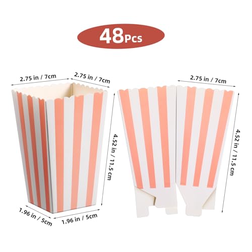 HIAKDOFT 48 Stück Teiliges Popcorn Box aus Stabiler Papierqualität Einzeln Verpackte Snackbeutel für Popcorn Pommes und Süßigkeiten Gestreift für Partys Zuhause und Bäckereien von HIAKDOFT