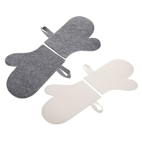 HIAKDOFT 4Stücke Sauna Fäustlinge Filz Wasserabsorbierende Handschuhe für Sauna und Wellness Hitzebeständige Peelinghandschuhe für Damen und Herren für Dampfbad von HIAKDOFT
