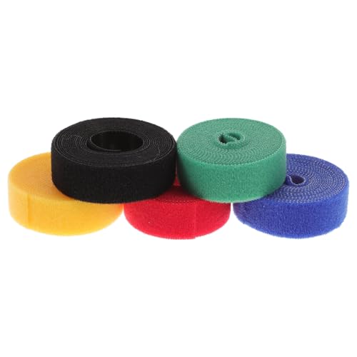 HIAKDOFT 5 Rollen Wiederverwendbare Klett Kabelbinder Selbstklebende Kabel Organizer Straps Strapazierfähige Kabelhalter für Ladekabel Stromkabel PC und Büro Einfach zu Schneiden und von HIAKDOFT