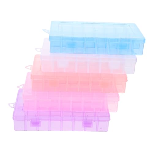 HIAKDOFT 5 Stück Maniküre Zubehör Aufbewahrungsboxen mit Fächern Kompakte Kunststoff Organizer für Schmuck und Perlen Stapelbar Tragbar Langlebig und Vielseitig für Nageldesign von HIAKDOFT
