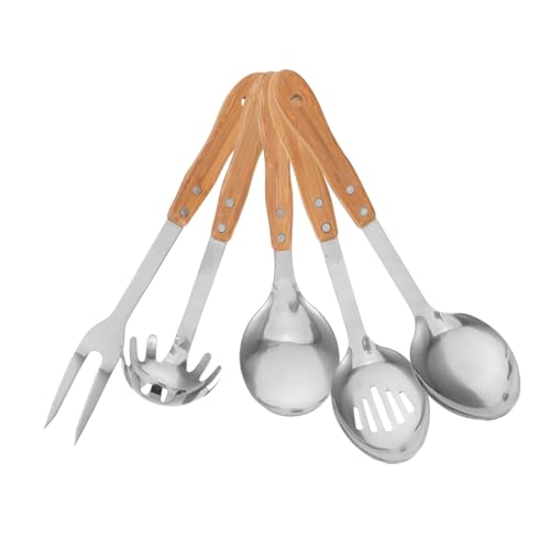 HIAKDOFT 5 Stück Teiliges Küchenutensilien Kochlöffel Suppenkelle Serviergabel mit Bambusgriff Hitzebeständig Kratzfreundlich für Antihaft Kochgeschirr zu Hause und Camping HIAKDOFT 5 Stück Teiliges Küchenutensilien Kochlöffel Suppenkelle Serviergabel mit Bambusgriff Hitzebeständig Kratzfreundlich für Antihaft Kochgeschirr zu Hause und Camping von HIAKDOFT
