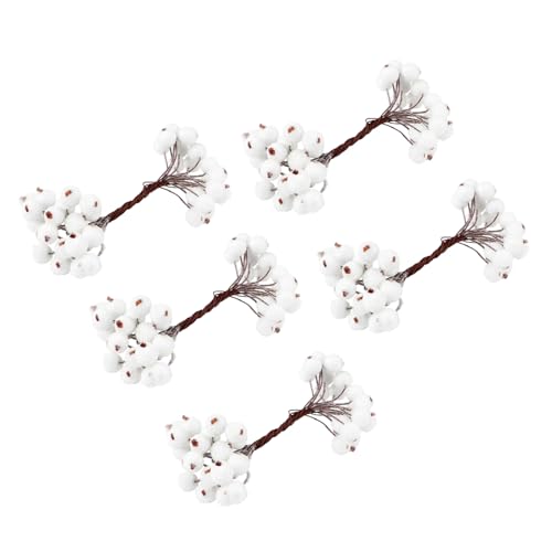 HIAKDOFT 5 Stück Teiliges Künstliche Frostige Winterbeeren Dekoration Weiße Mini Holunderbeeren Langlebige Weihnachtsbaum Deko Festliche Zimmer und Geschenkverzierung von HIAKDOFT