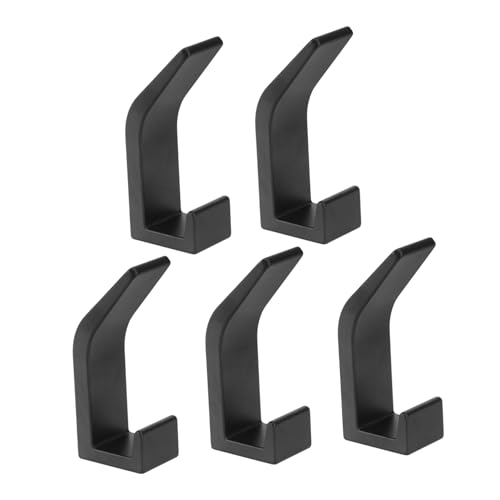 HIAKDOFT 5 Stück Teiliges Wandhaken aus Aluminium in Schwarz Vielseitige Metallhaken zur Wandmontage Rostfreie Garderobenhaken für Badezimmer Schlafzimmer und Küche Selbstklebend und von HIAKDOFT
