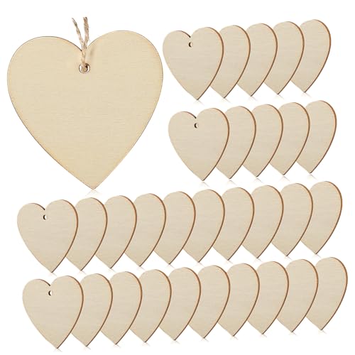 HIAKDOFT 50 Stück Holzherzen Juteschnur Unbehandelte Holzscheiben zum Bemalen und Basteln DIY Holzanhänger für Hochzeit Fensterdeko Geschenkanhänger Kreative Holzformen HIAKDOFT 50 Stück Holzherzen Juteschnur Unbehandelte Holzscheiben zum Bemalen und Basteln DIY Holzanhänger für Hochzeit Fensterdeko Geschenkanhänger Kreative Holzformen von HIAKDOFT