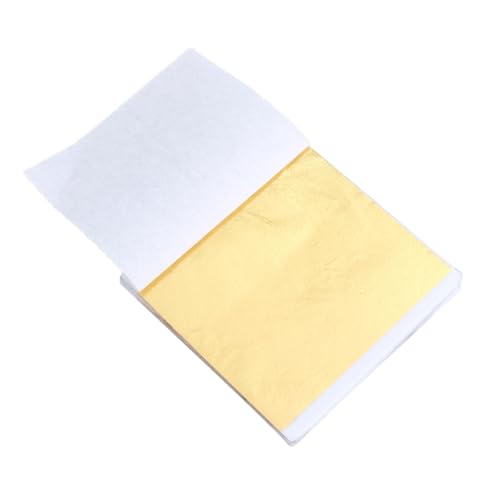 HIAKDOFT 50 Stück Imitations Blattgoldfolie Glänzend Goldfarben Bastelpapier für Kunsthandwerk Möbel Keramik Glas Dekoration DIY Nageldesign und Bilderrahmen von HIAKDOFT