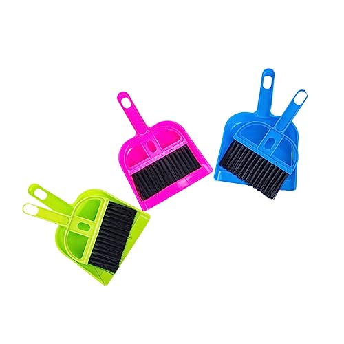 HIAKDOFT 6 Sätze Mini Besen und Kehrschaufel Set Teilig Kunststoff Reinigungsbürsten für Tastatur und Desktop Weiche Borsten Tragbar für Enge Räume Rot Blau Grün Büro Reinigungswerkzeug von HIAKDOFT