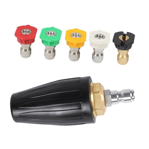 HIAKDOFT 6 Stück Hochdruckreiniger Turbodüse Schnellkupplung Keramikkern Aluminiumgehäuse Rotierende Reinigungsdüse für Garten Auto und Haus mit Psi Wasserdruck von HIAKDOFT