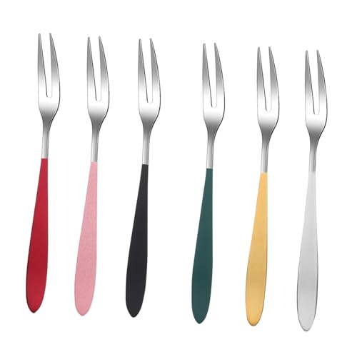 HIAKDOFT 6 Stück Teiliges Edelstahl Dessertgabel Leichte Rostfreie Obstgabeln für Kuchen Partys und Restaurant Glatte Oberfläche Stilvolles Besteck für Feines Tafelgeschirr von HIAKDOFT