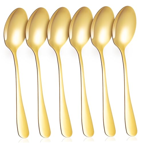 HIAKDOFT 6 Stück Teiliges Edelstahl Löffel Goldfarbig Runde Kaffeelöffel Teelöffel Multifunktional Ergonomisch Für Suppe Dessert Tee Kaffee Robust Und Leicht Zu Reinigen HIAKDOFT 6 Stück Teiliges Edelstahl Löffel Goldfarbig Runde Kaffeelöffel Teelöffel Multifunktional Ergonomisch Für Suppe Dessert Tee Kaffee Robust Und Leicht Zu Reinigen von HIAKDOFT