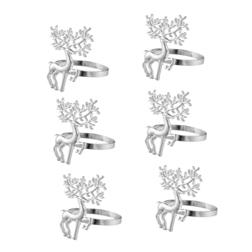 HIAKDOFT 6 Stück Weihnachts Serviettenringe Rentierform aus Robustem Silberfarbene Napkin Buckle für Festliche Tischdeko Party und Restaurantbedarf Weihnachtsdeko Innenbereich von HIAKDOFT