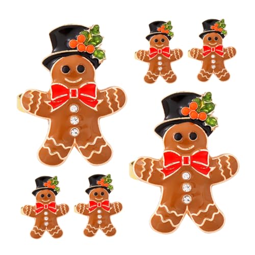 HIAKDOFT 6 Stück Weihnachts Serviettenringe mit Süßem Lebkuchenmann Motiv Stabile Tischdeko für Festessen Geburtstage Partys und Vielseitige Verwendung im Haushalt von HIAKDOFT