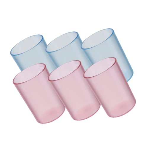 HIAKDOFT 6 Stück Wiederverwendbare Transparente Zahnbürstenbecher mit Rundem Design Leicht und Tragbar als Mundspülbecher und Badezimmerbecher in Blau von HIAKDOFT